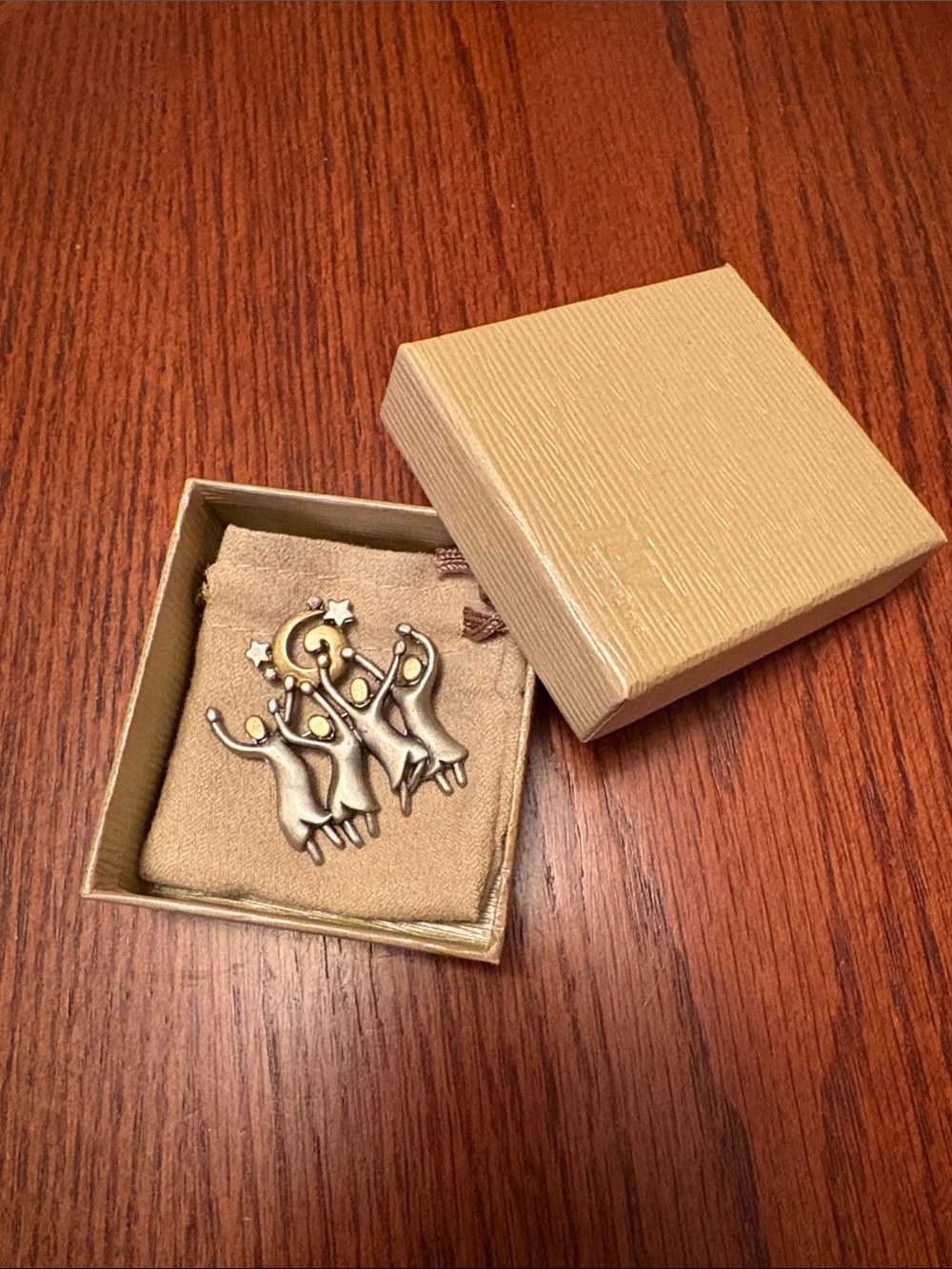 Women’s Silver/Gold-Tone Abstract Dance  Pin